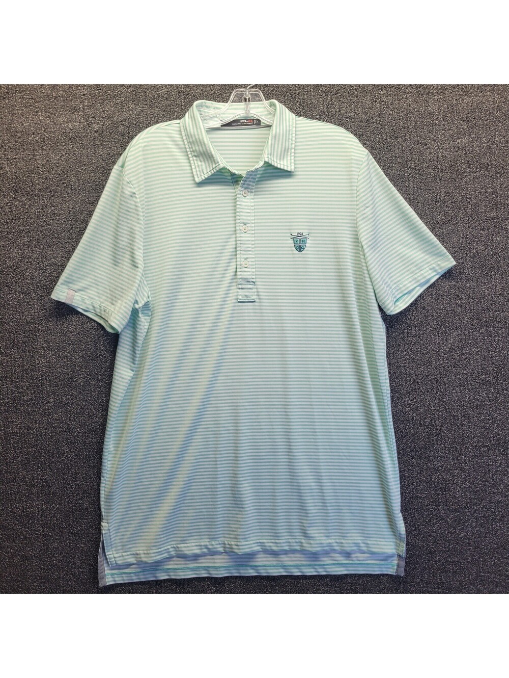 Polo Ralph Lauren RLX Golf Shirt Men's Sz L Green Striped Performance Poly FHCC
